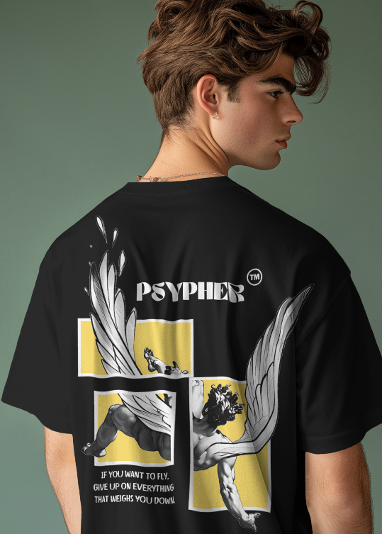 Close-up of inspirational text on white oversized tee streetwear India