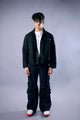 Back view of oversized black suede jacket – Psypher streetwear India