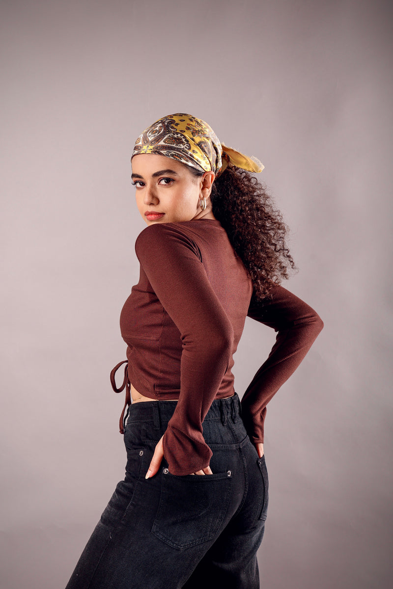 Styled look with brown cropped streetwear top for women India