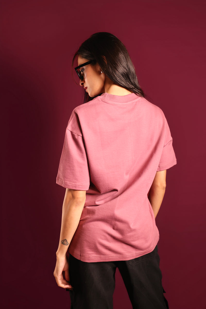 Back view of wild rose oversized streetwear tee by Psypher India