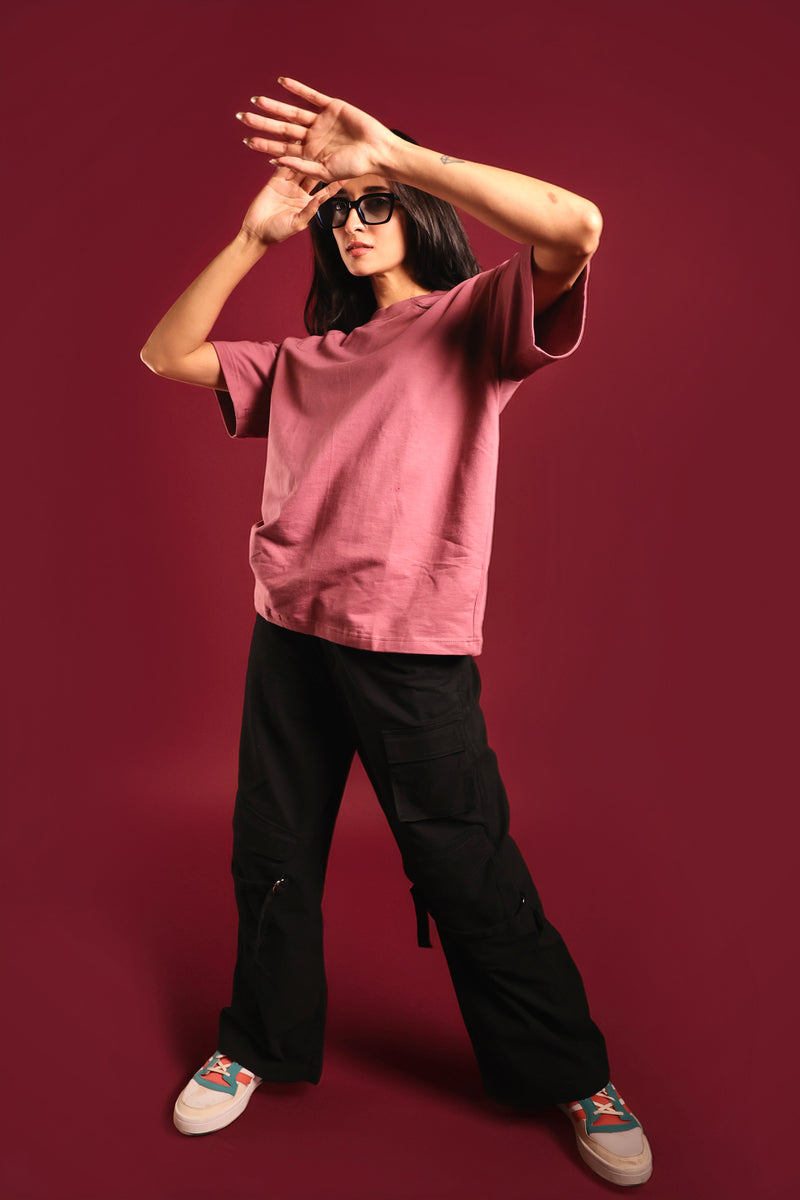 Psypher model styling wild rose oversized tee in India